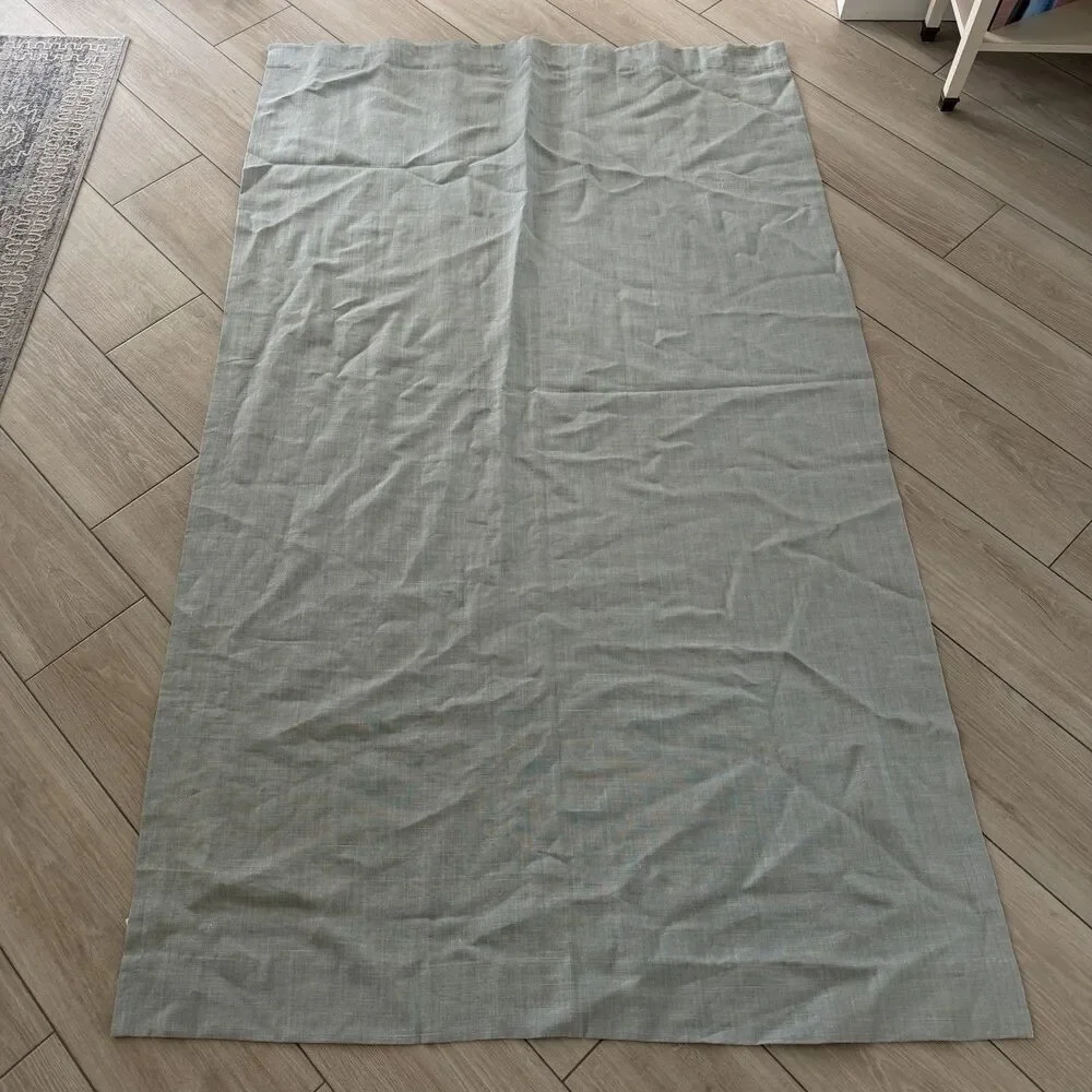 Set 2 Pottery Barn Belgian Linen Curtain Libeco Linen 50x84 Panel Blue Rod